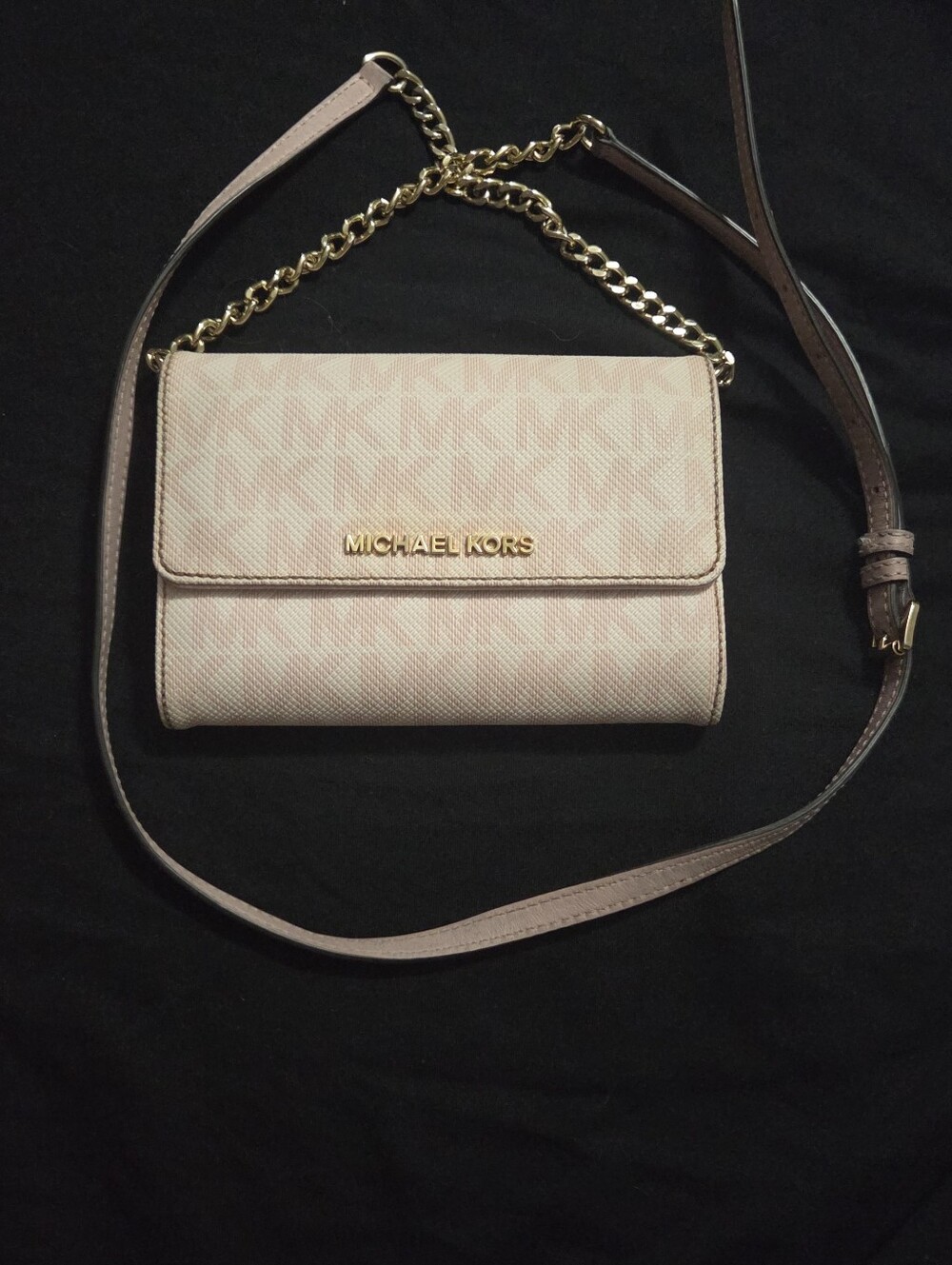 Michael Kors Blush Logo Chain Strap Crossbody Bag